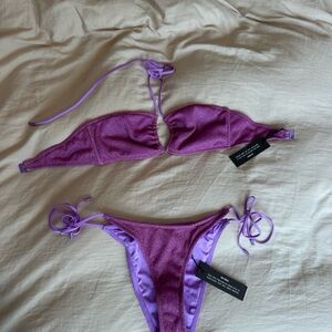 Triangl purple shimmer bikini and coverup